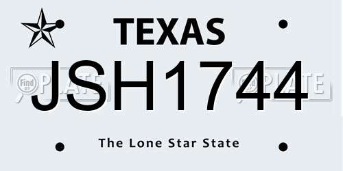 JSH1744 Texas License Plate