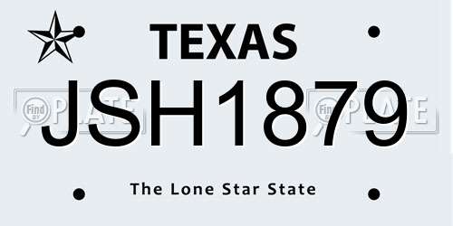 JSH1879 Texas License Plate