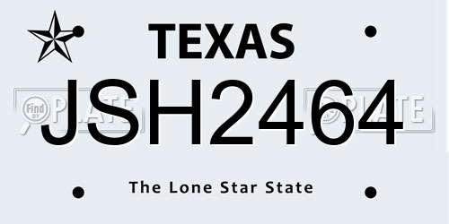 JSH2464 Texas License Plate