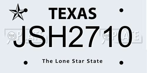 JSH2710 Texas License Plate