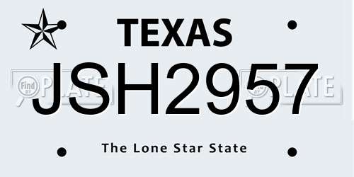 JSH2957 Texas License Plate