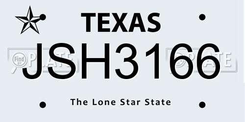 JSH3166 Texas License Plate