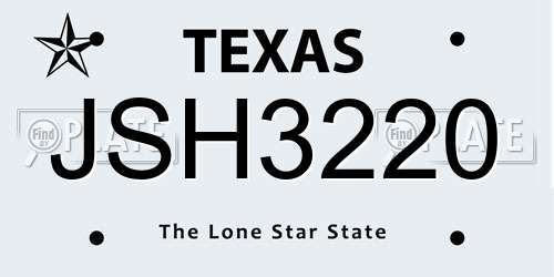 JSH3220 Texas License Plate