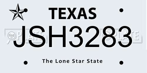 JSH3283 Texas License Plate