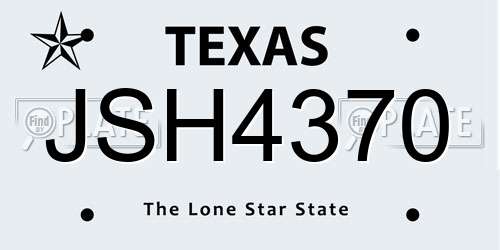 JSH4370 Texas License Plate