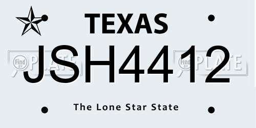 JSH4412 Texas License Plate
