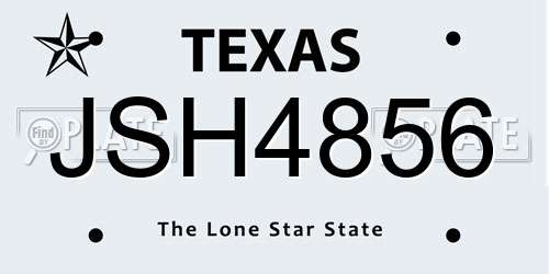 JSH4856 Texas License Plate