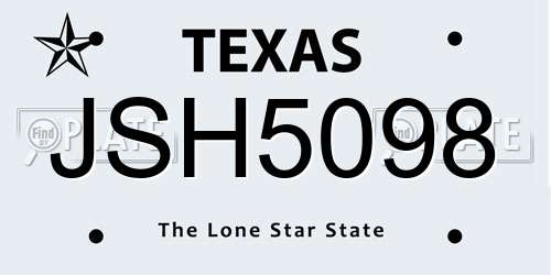JSH5098 Texas License Plate