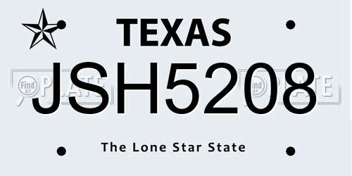 JSH5208 Texas License Plate