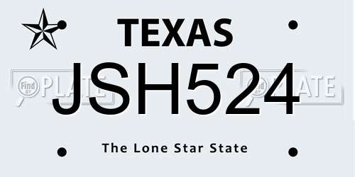 JSH524 Texas License Plate