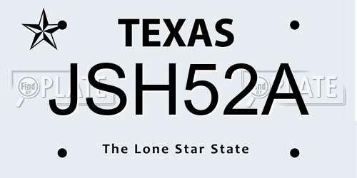 JSH52A Texas License Plate