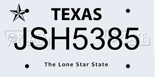 JSH5385 Texas License Plate