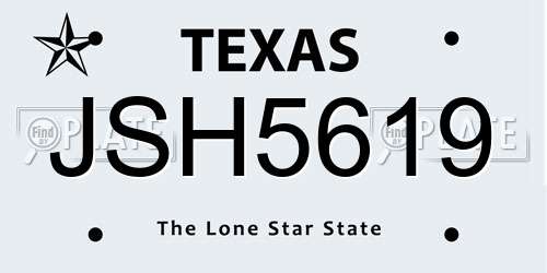 JSH5619 Texas License Plate