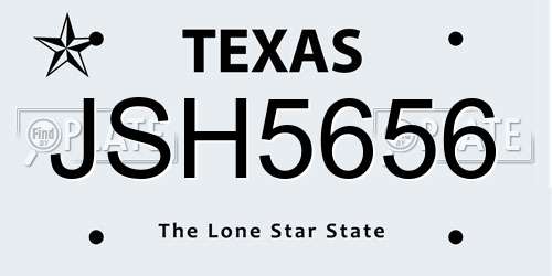 JSH5656 Texas License Plate