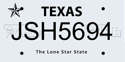 JSH5694 Texas License Plate