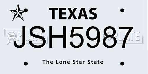 JSH5987 Texas License Plate