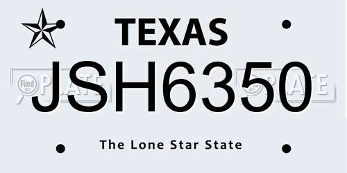 JSH6350 Texas License Plate