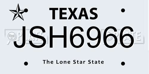 JSH6966 Texas License Plate