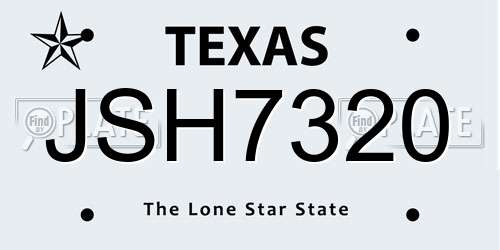 JSH7320 Texas License Plate