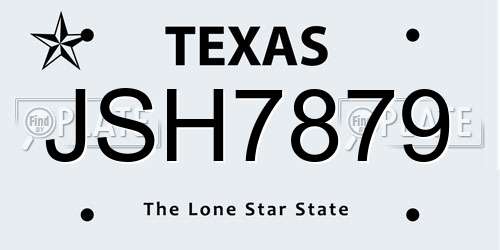JSH7879 Texas License Plate