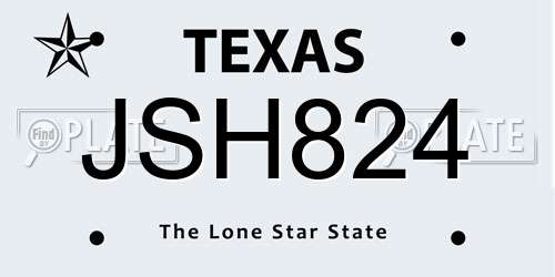 JSH824 Texas License Plate