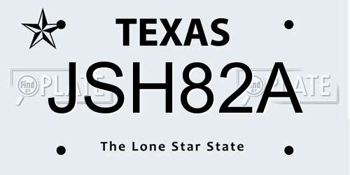 JSH82A Texas License Plate