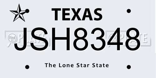 JSH8348 Texas License Plate