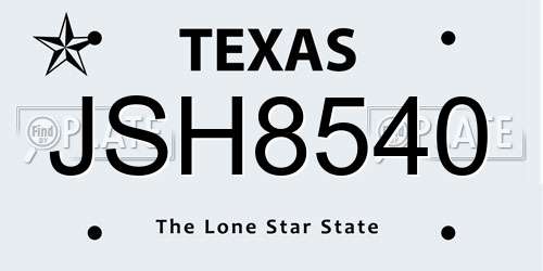 JSH8540 Texas License Plate