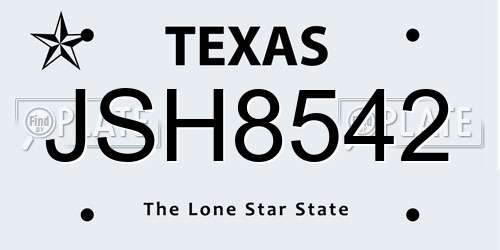 JSH8542 Texas License Plate