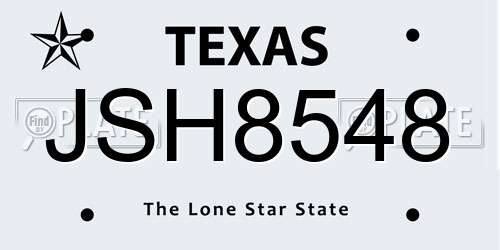 JSH8548 Texas License Plate