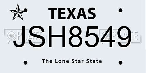 JSH8549 Texas License Plate