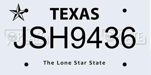JSH9436 Texas License Plate