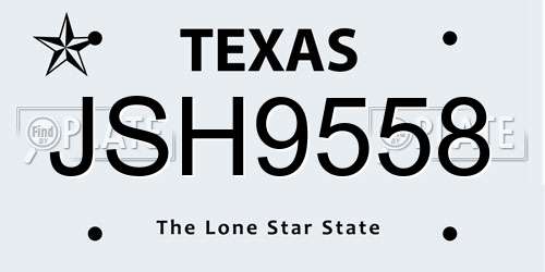JSH9558 Texas License Plate