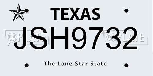 JSH9732 Texas License Plate