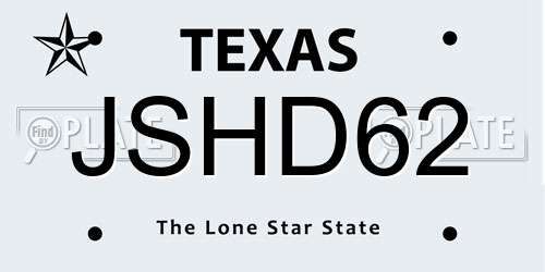 JSHD62 Texas License Plate