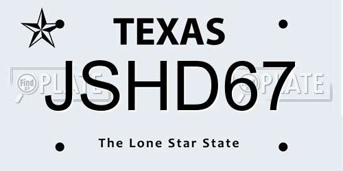 JSHD67 Texas License Plate