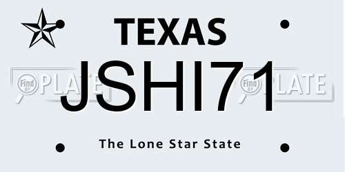 JSHI71 Texas License Plate