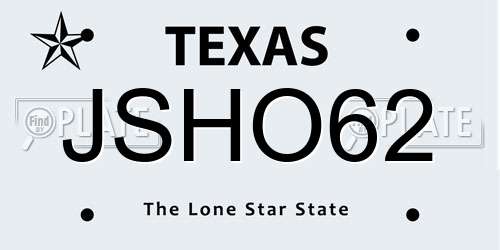 JSHO62 Texas License Plate