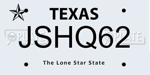 JSHQ62 Texas License Plate