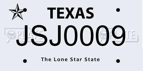 JSJ0009 Texas License Plate