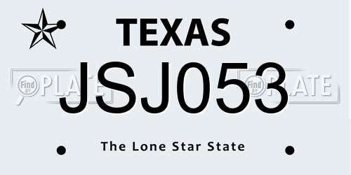 JSJ053 Texas License Plate