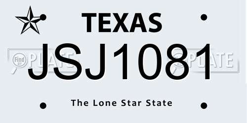 JSJ1081 Texas License Plate