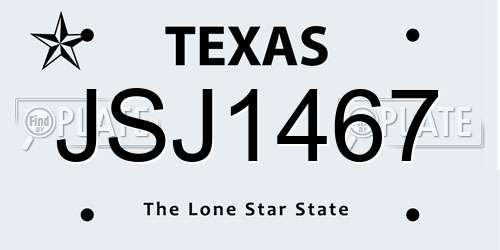 JSJ1467 Texas License Plate