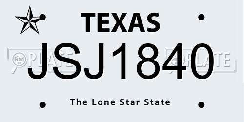 JSJ1840 Texas License Plate