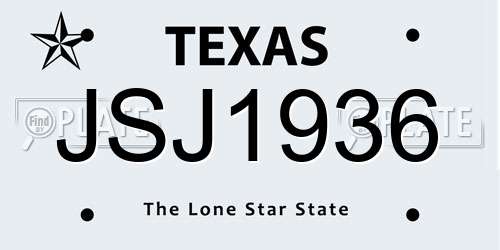 JSJ1936 Texas License Plate