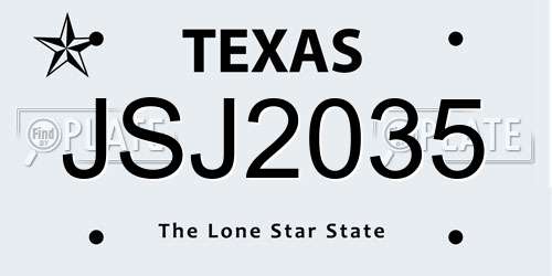 JSJ2035 Texas License Plate