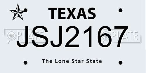 JSJ2167 Texas License Plate