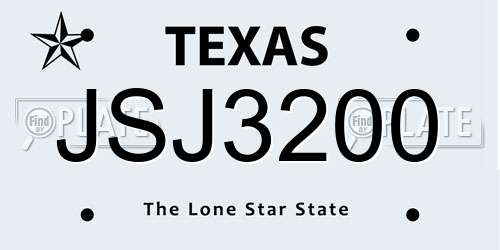 JSJ3200 Texas License Plate