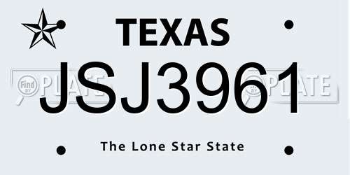 JSJ3961 Texas License Plate