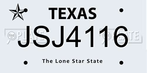 JSJ4116 Texas License Plate